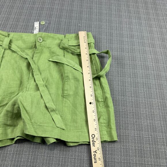 Madewell Shorts Womens size 6 Green Tie Waist 100% Linen Lightweight Comfort New - Picture 6 of 10
